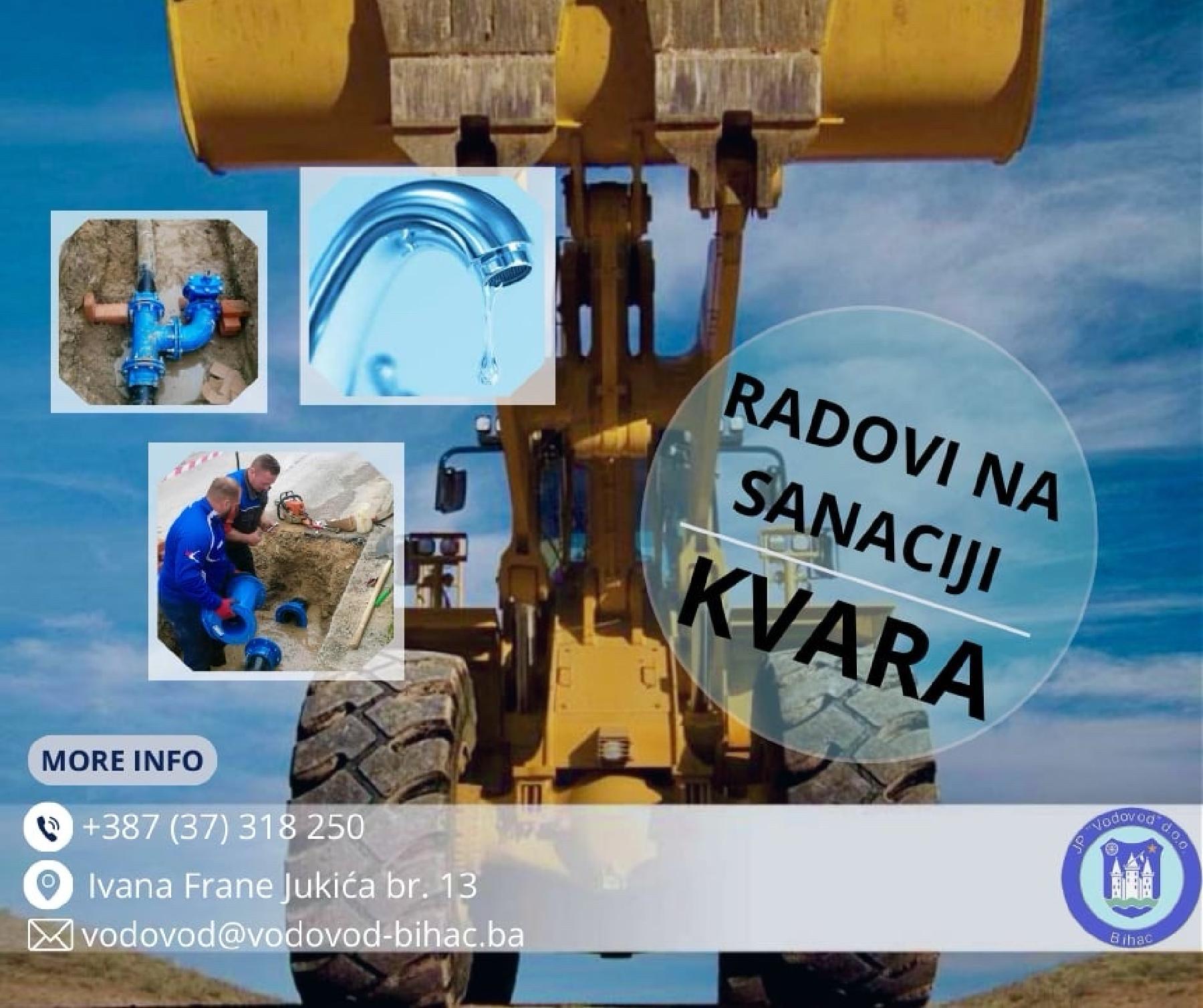 OBAVIJEST - KVAR!  Ponedjeljak, 4. novembra 2024.