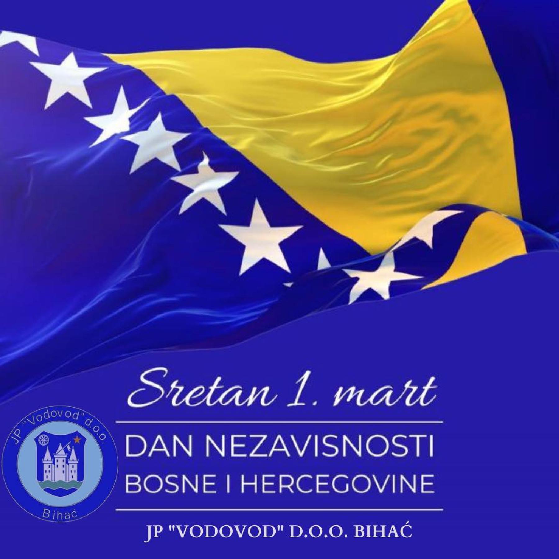 Čestitka povodom 1. marta - Dana nezavisnosti Bosne i Hercegovine! 